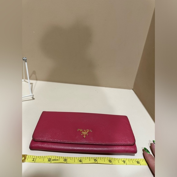 Prada Pink Saffiano Double Snap Continental Wallet - Picture 7 of 13